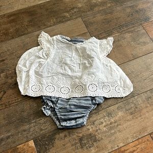 Mud Pie Baby Onesie with White Lace Overlay